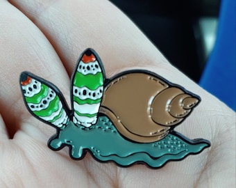 NEW Leucochloridium parasite zombie snail enamel pin