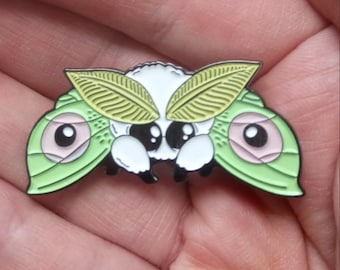 Fluffy Glow Moth enamel pin!