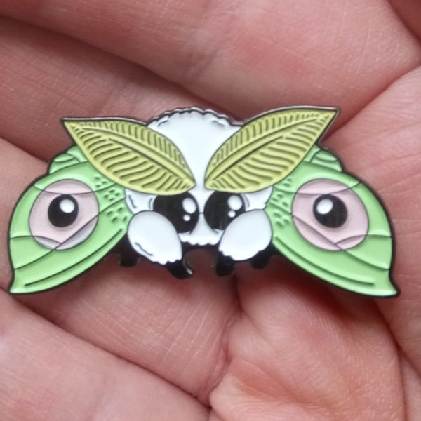 Fluffy Glow Moth enamel pin!