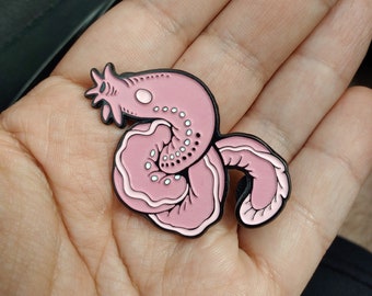 HAGFISH glow in the dark deep sea fish enamel pin