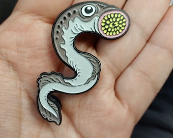 LAMPREY glow in the dark fish enamel pin