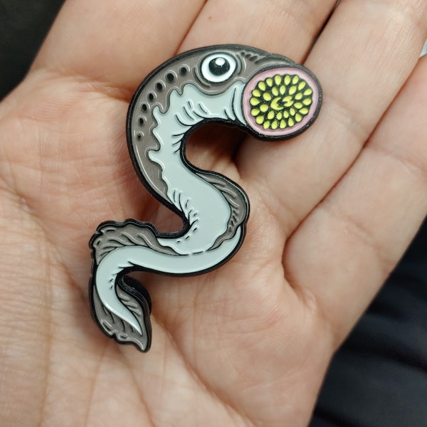 LAMPREY glow in the dark fish enamel pin