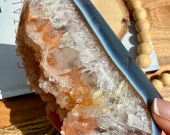 Rare Orange Sherbet Rainbow Amethyst Tower W/ Blue Bandings | Brazil | 1.10 lbs.