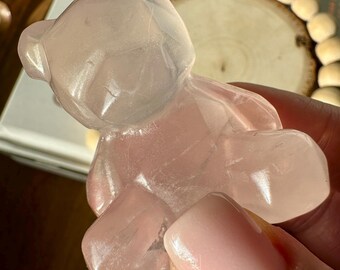 Adorable Faceted Gemmy Rose Quartz Bear