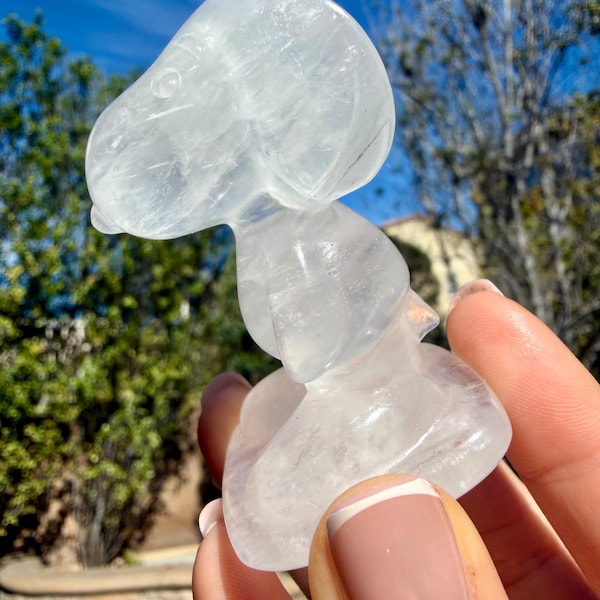 Clear Quartz Snoopy Carving | Milky-Clear Glow | Pocket-Sized Joy | (1) Piece Intuitively Chosen