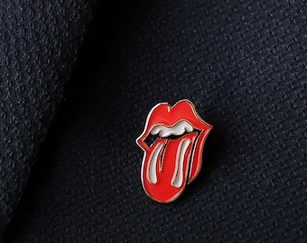Op Rolling Stones op lippen/tong geïnspireerde emaille pin badge