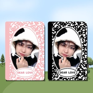 Porta-cartões de fotos com composição dupla face, porta-cartões de fotos estético K-pop, chaveiro K-pop, porta-retratos de acrílico