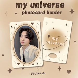 K-pop acryl fotokaarthouder My Universe bruine versie, neutraal esthetische pc-houder, Kpop fan cadeau, Kpop merchandise, kaarthouder acryl