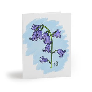 Tarjetas de felicitación con flores: campanillas (8, 16 y 24 unidades)