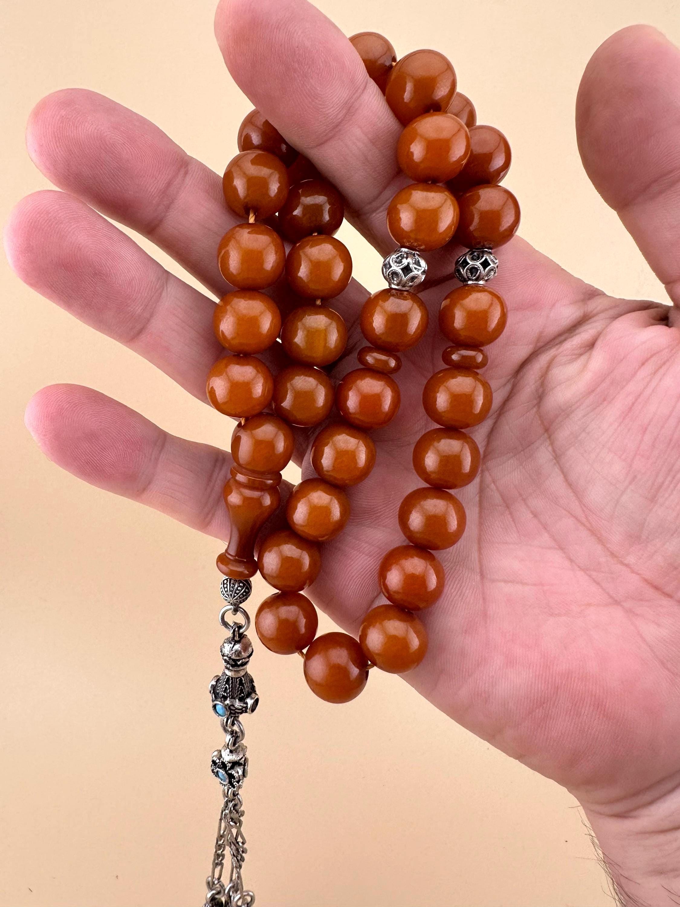Old Collectible Faturan Amber Rosary, Bakelite, Misbaha, Islamic