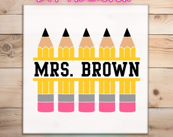 Pencil Border DTF Transfer Ready to Press | Back to School Teacher Shirt Iron On | Pencil Frame Heat Press Design Custom Tee Gift Fun Kids