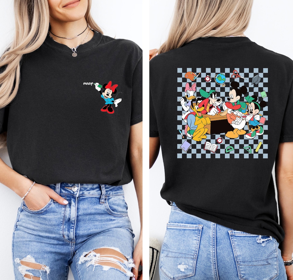 Snorider Design Disney Mickey And Minnie Back To School Shirt, Personalized Disney Back To School Shirt, First Day Of School Shirt, Disneyland School Shirt