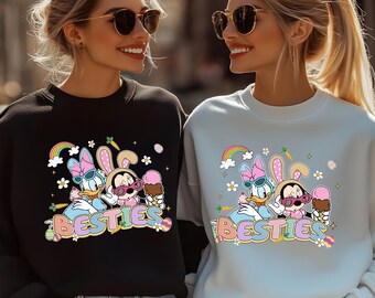 Minnie Mouse & Daisy Duck Besties Shirt, Best Friend Sweatshirt, Disney Girls Shirt, Disney Friends Matching Shirt, Summer Ice-cream Tee