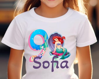 Personalized Ariel Shirt, Little Mermaid Birthday Shirt, Princess Ariel Birthday Outfit, Disney Princess Birthday Party, Gift For Fans