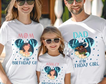 Moana Birthday Shirt, Moana Family Shirts, Moana Family Birthday Shirt, Personalized Moana Apparel, Birthday Girl Shirt, Mom of the BD Girl