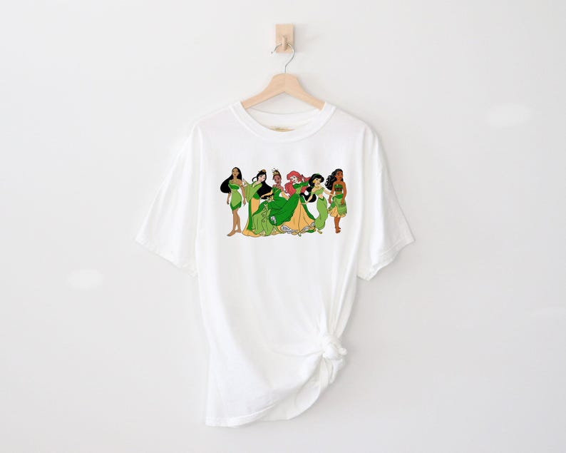 Comfort Color Shirt, St Paddy's Princess Shirt, Disney Princess Tee, St Patrick's Tee, Pocahontas Shirt, Ariel Tee, Irish Shirt, Mulan Shirt afbeelding 5