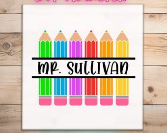 Back To School DTF Transfer Colorful Pencils | Teacher Shirt Ready To Press | Rainbow Pencil Clipart Heat Transfer Iron On Patch DIY Crafts+