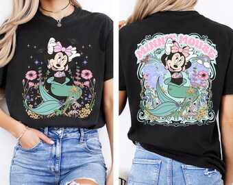 Minnie Mouse Mermaid Shirt, Disney Summer Floral Shirt, Summer Vacation Shirt, Disneyland Summer Trip Shirt, Disney Girls Trip Shirt
