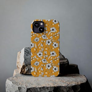 Hand-Drawn Floral Phone Case: Mustard Yellow, Slim Fit image 18