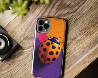 Ladybug Phone Case - Vibrant Orange and Purple Pop Art Design