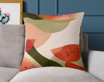 Cojín decorativo de sandía con acuarela / Cojín decorativo con frutas de verano