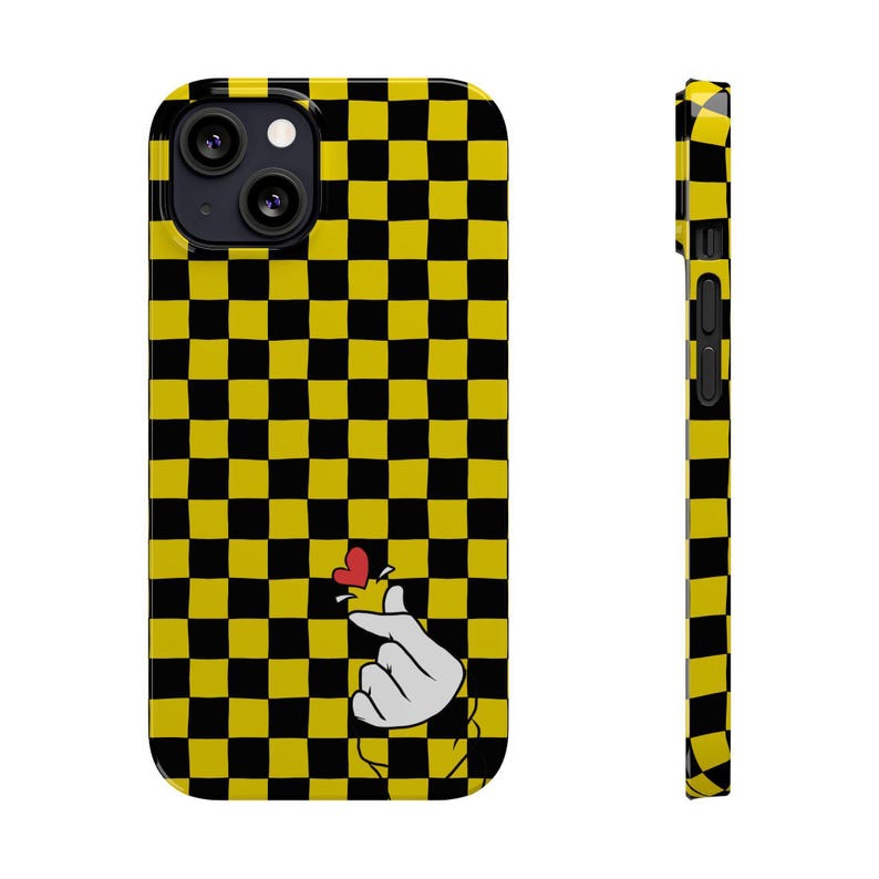 Yellow Black Checkerboard Phone Case - Slim, Glossy, Lightweight image 14