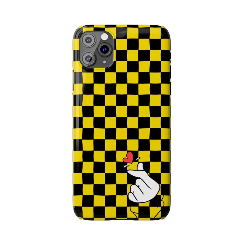 Yellow Black Checkerboard Phone Case - Slim, Glossy, Lightweight image 10