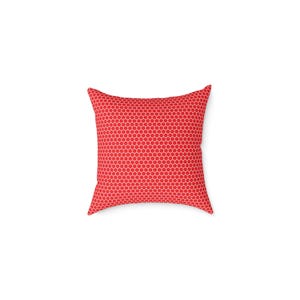 Cojín cuadrado de lona de poliéster con estampado de panal rojo/cojín geométrico imagen 3