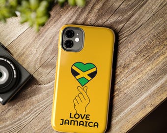 Love Jamaica Phone Case - Heart Flag, Slim Glossy Finish