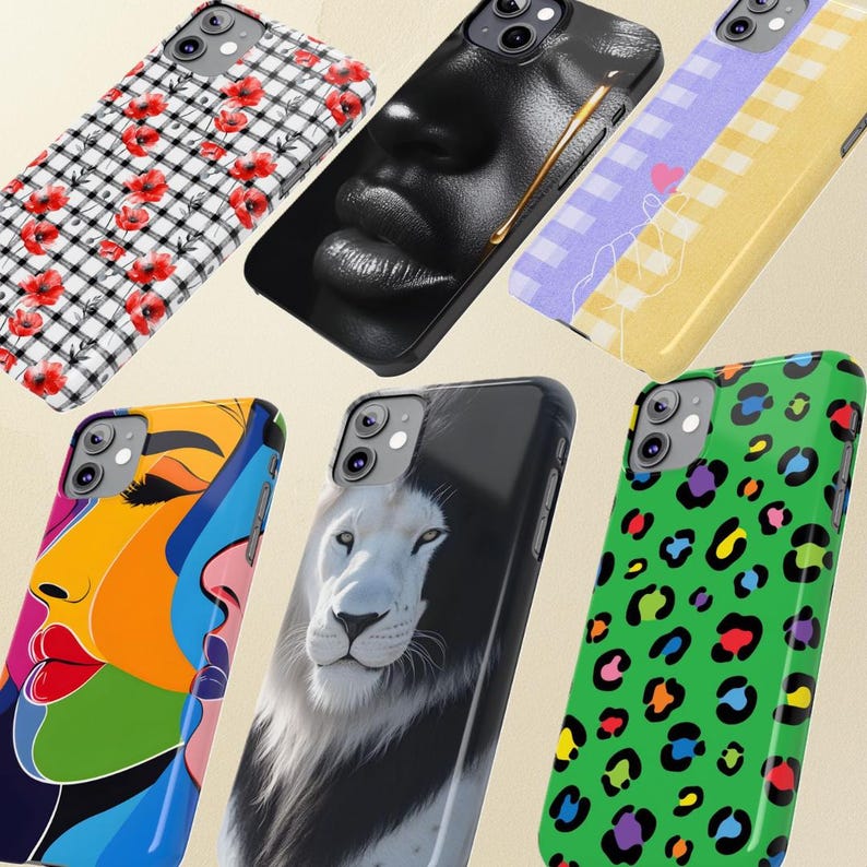 a variety of colorful and patterned phone cases, each with unique designs and patterns.