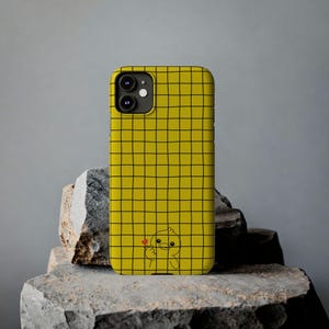 Yellow Grid-telefoonhoesje - slim-fit met grillig kuikentje afbeelding 1