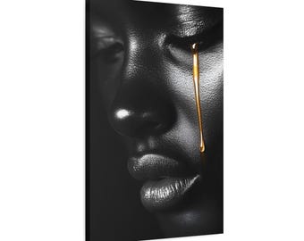 Black and Gold Portrait Canvas - Minimal Modern Wall Decor