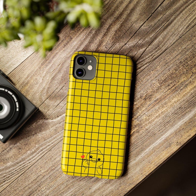 Yellow Grid-telefoonhoesje - slim-fit met grillig kuikentje afbeelding 5