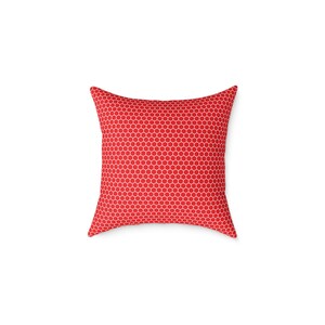 Cojín cuadrado de lona de poliéster con estampado de panal rojo/cojín geométrico imagen 5