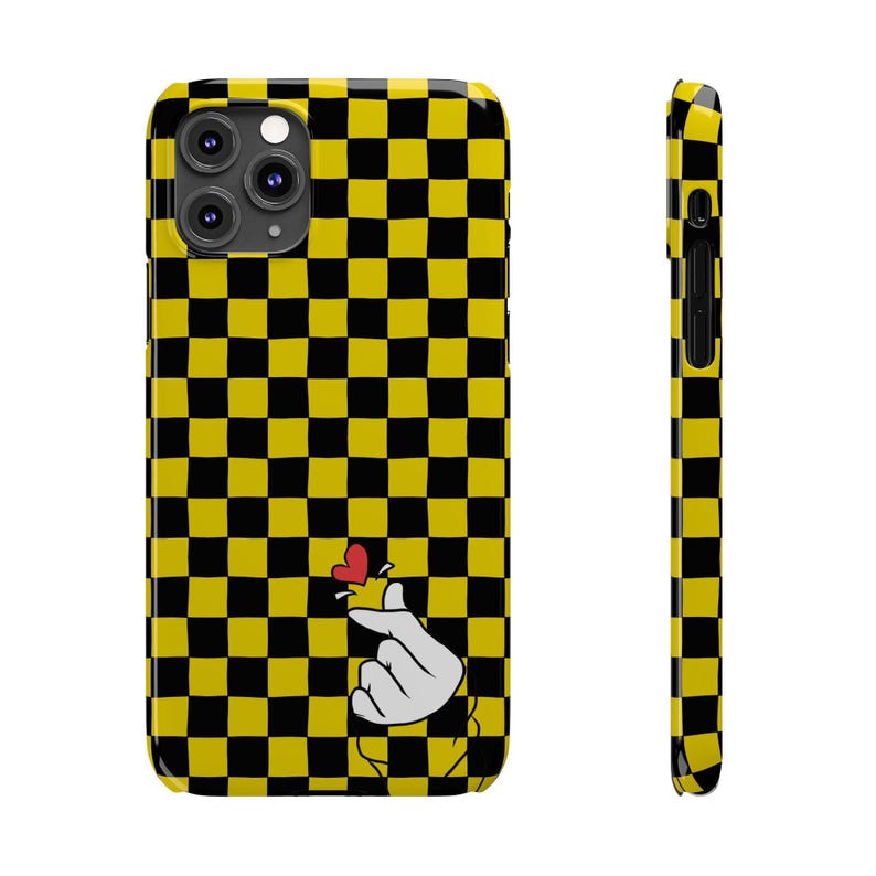 Yellow Black Checkerboard Phone Case - Slim, Glossy, Lightweight image 6