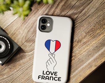 France Flag Heart Phone Case, Travel Lover’s Design (Glossy, Shockproof)