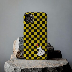 Yellow Black Checkerboard Phone Case - Slim, Glossy, Lightweight image 13