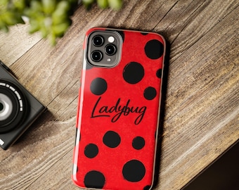 Ladybug Phone Case, Red Black Polka Dots (Glossy Slim Fit)