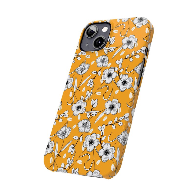 Hand-Drawn Floral Phone Case: Mustard Yellow, Slim Fit image 16