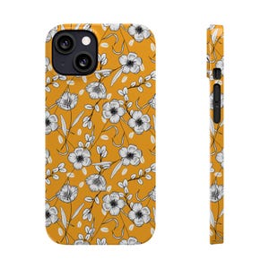Hand-Drawn Floral Phone Case: Mustard Yellow, Slim Fit image 14