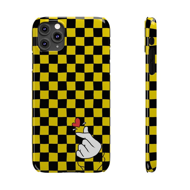 Yellow Black Checkerboard Phone Case - Slim, Glossy, Lightweight image 9