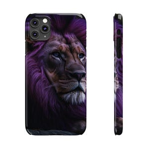 Funda delgada para teléfono con diseño de león de melena morada (compatible con iPhone 11 y 13) imagen 9