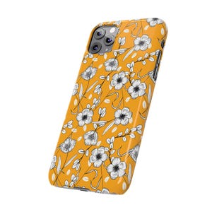 Hand-Drawn Floral Phone Case: Mustard Yellow, Slim Fit image 11