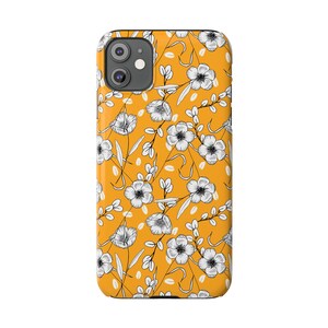 Hand-Drawn Floral Phone Case: Mustard Yellow, Slim Fit image 3