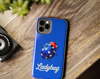 Blue Polka Dot Ladybug Phone Case: Retro Playful Design