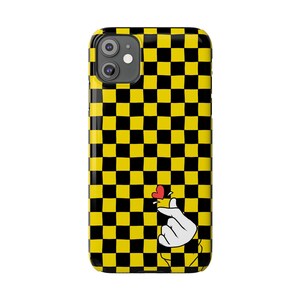 Yellow Black Checkerboard Phone Case - Slim, Glossy, Lightweight image 3