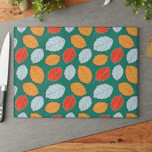 Autumn Leaf Glass Cutting Board, Decorative Kitchen Gift, Fall Home Decor, Cooking Accessories, Thanksgiving Serving