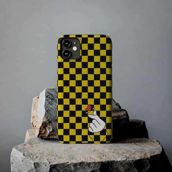 Yellow Black Checkerboard Phone Case - Slim, Glossy, Lightweight