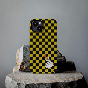 Yellow Black Checkerboard Phone Case - Slim, Glossy, Lightweight image 18