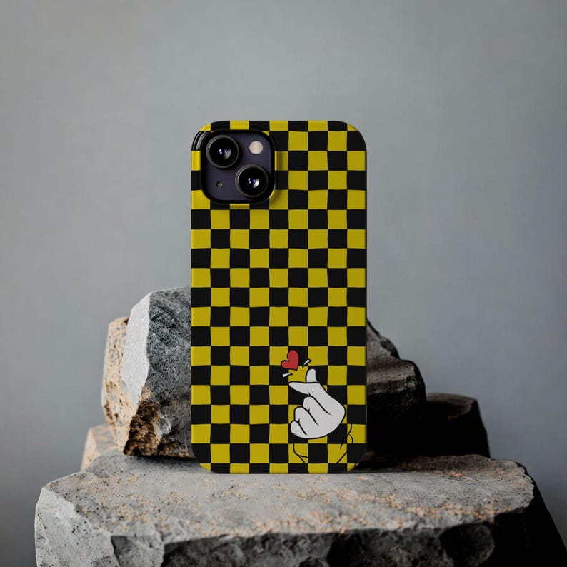 Yellow Black Checkerboard Phone Case - Slim, Glossy, Lightweight image 18